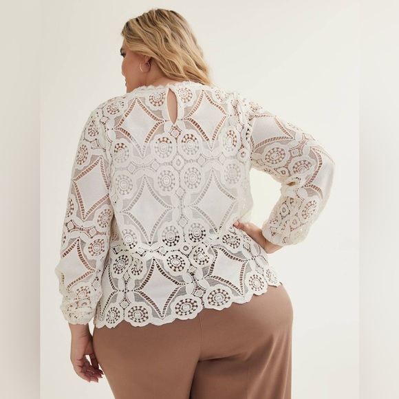 Pennington’s Crochet Blouse with Long Balloon Sleeves Size X - Picture 2 of 14